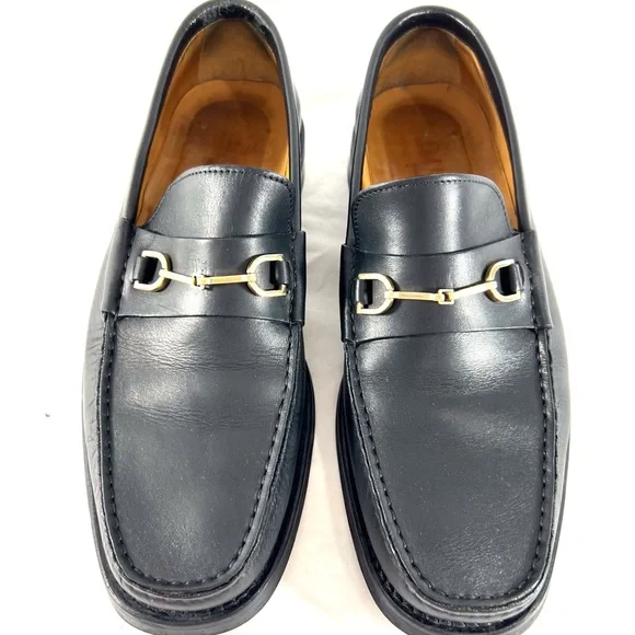 Gucci | Shoes | Gucci Black Leather Horsebit Men Loafers  display picture 2